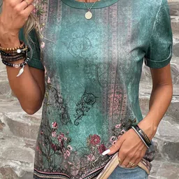 StyleCast x Revolte Women Abstract Printed Round Neck Top-image-55