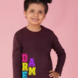NUSYL Girls Typography Printed Round Neck Cotton T-shirt-image-91