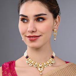 ASMITTA JEWELLERY Gold-Plated Kundan-Studded & Beaded Jewellery Set-27