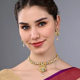 ASMITTA JEWELLERY Gold-Plated Kundan Stone Studded Jewellery Set-42