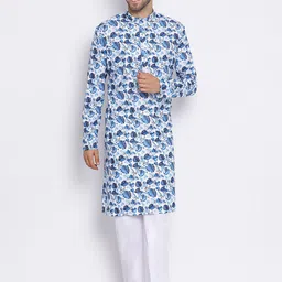 Hangup Men Floral Printed Kurta with Pyjamas & With Nehru Jacket image 4