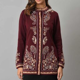 W Women Floral Acrylic Sporty Jacket with Embroidered-image-89