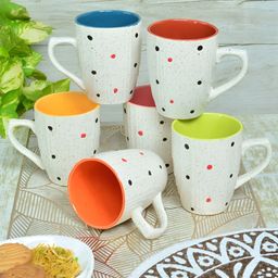 Myntra Elegant Homes White & Red 6 Pieces Printed Ceramic Glossy Mugs 300 ML-17