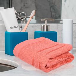Kuber Industries Set Of 3 Peach & Orange-Coloured Striped Cotton Face Towels-20