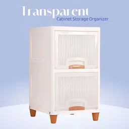 Aura 2 Unit Transparent Regular Modular Cabinet Storage Foldable Cloth Drawer Organiser image 3