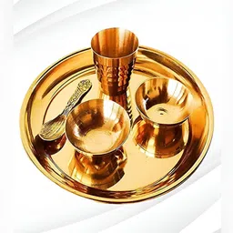 DARIDRA BHANJAN Gold-Toned Traditional Pooja Thali Set-12
