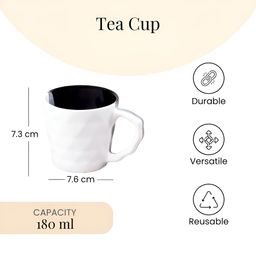 Storepedia Black & White 4 Pieces Textured Ceramic Glossy Cups 150ml Each image 5