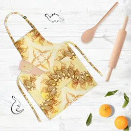 ArtzFolio Beige & Yellow Printed Cotton Aprons-13