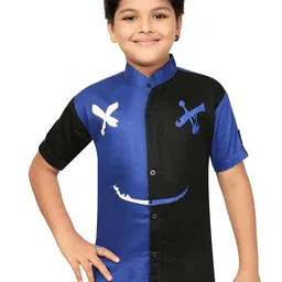 BAESD Boys Classic Regular Fit Band Collar Colourblocked Cotton Casual Shirt-image-83