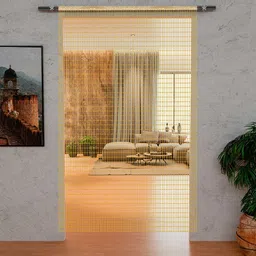 Kuber Industries Gold-Toned 2 Pieces Textured Sheer Door Curtains-image-40