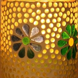 Somil Vibrant Multicolor Glass Candle Holder Add A Touch Of Magic To Diwali, Parties & Candlelight Dinners, Size-7 X 7 X 7 Cm Pack OF 1-image-6