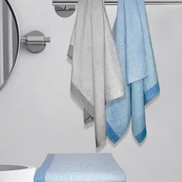 Athom Living 5-Pcs Blue & Grey 210 GSM Bath Towel-12