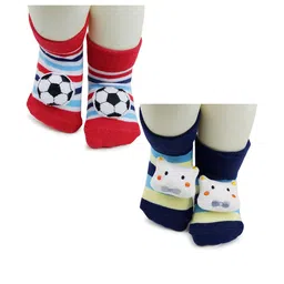Neska Moda 2 Pair Kids Red And Blue Ankle Length Socks-image-29