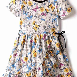 CrayonFlakes Girl Butterfly Print Ruffles Fit & Flare Dress-image-81