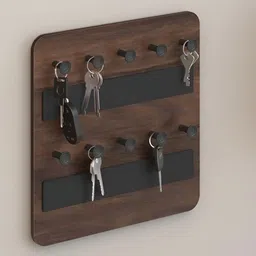 BLUEWUD Brown Stuart 10 Knobs Wall Mounted Key Holder-image-22