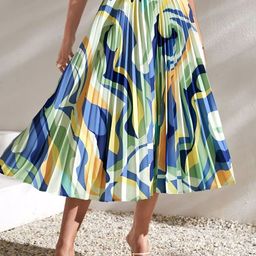 ZWERLON Printed A-Line Midi Skirt-picture-10