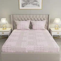 Raymond Home Pink & White Ethnic Motifs 200 TC Queen Bedsheet with 2 Pillow Covers-image-15