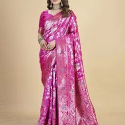 Vintro Woven Design Zari Banarasi Saree With Unstitched Blouse Piece-image-26
