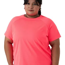 SPIRIT ANIMAL Women Plus Size Solid Round Neck T-shirt-picture-19