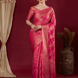 DIVASTRI Ethnic Motifs Zari Organza Saree-picture-24