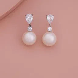 Kushal's Fashion Jewellery Gold-Plated Classic Pearl Drop Earrings-image-106