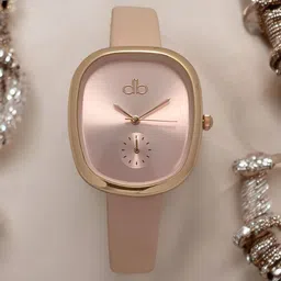 DressBerry Women Brass Dial & Leather Straps Analogue Watch MPDBI-013-RG-12
