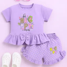 CERABI Girls Printed Short Sleeves Pure Cotton T-shirt With Shorts-picture-21