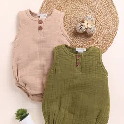 COT & CANDY Infants Pack Of 2 Round Neck Bubble Bodysuits-picture-11
