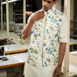Project Bandi Printed Satin Nehru Jacket image 2