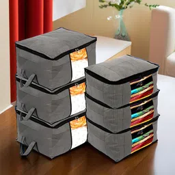 Kuber Industries Grey Set of 6 Regular Drawer Organiser Organisers-17