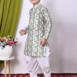 Cae Boys Embroidered Regular Sequinned Dupion Silk Kurta with Patiala image 5
