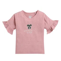 Tiny Girl Print Flutter Sleeve Top image 1