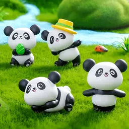 Spiaty 4 Pieces White Cake Topper Cute Panda Figurine Showpiece-19