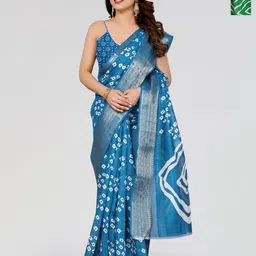 Moda Rapido Pack Of 2 Woven Design Zari Bandhani Saree-image-24