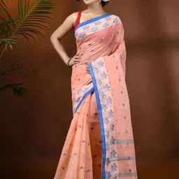 DESH BIDESH Floral Woven Design Pure Cotton Taant Saree-picture-1