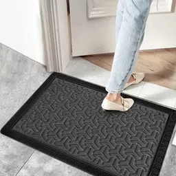 Yellow Weaves Grey Textured Anti-Slip Doormats-picture-41