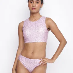 La Intimo Printed Round Neck Tankini-image-8