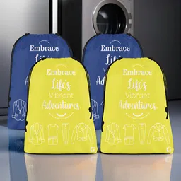 Aura Yellow & Blue 4 Pieces Printed Water Resistant Laundry Bags-image-24