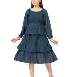 BAESD Puff Sleeve Georgette Fit & Flare Midi Dress-33