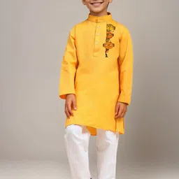 DEVOILER Boys Abstract Printed Mandarin Collar Cotton Straight Kurta-16