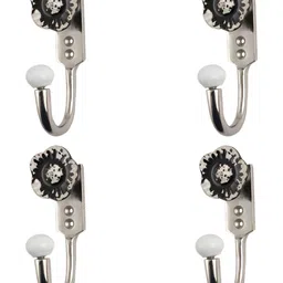 IndianShelf Black 4 Piece Ceramic Daffodils Hangers for Clothes Wall Mounted Key Holders-image-96