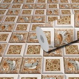 WallDaddy Brown & WhitePrinted 3D Self Adhesive Wallpaper-22