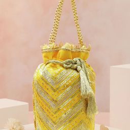 Rubans Sequinned Embellished Embroidered Potli Clutch-picture-18