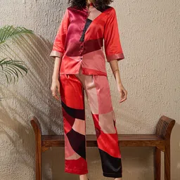 StyleStone Colourblocked Shirt Collar Neck Shirt With Trousers Co-Ords-image-28
