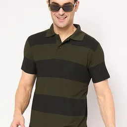 KASMA Striped Polo Collar Regular Fit T-shirt-image-68