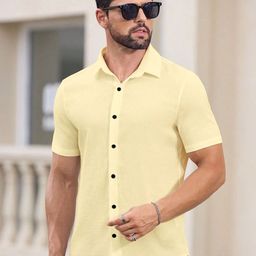 MARMIC FAB Men Classic Slim Fit Textured Spread Collar Cotton Casual Shirt-image-37