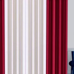 BELLA TRUE White & Maroon 4 Pieces Long Door Curtains-image-79