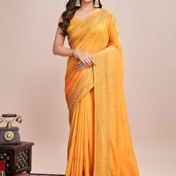 MARUTI ART Ethnic Motifs Embroidered Pure Silk Saree-image-10