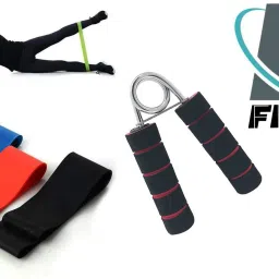 Combo Of Resistance Loop Band With Foam Hand Gripper For Home & Gym Fitness Accessory Kit Kit-image-57