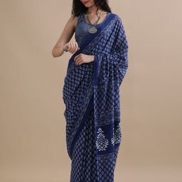Jaipur Kurti Floral Printed Pure Cotton Saree-picture-27
